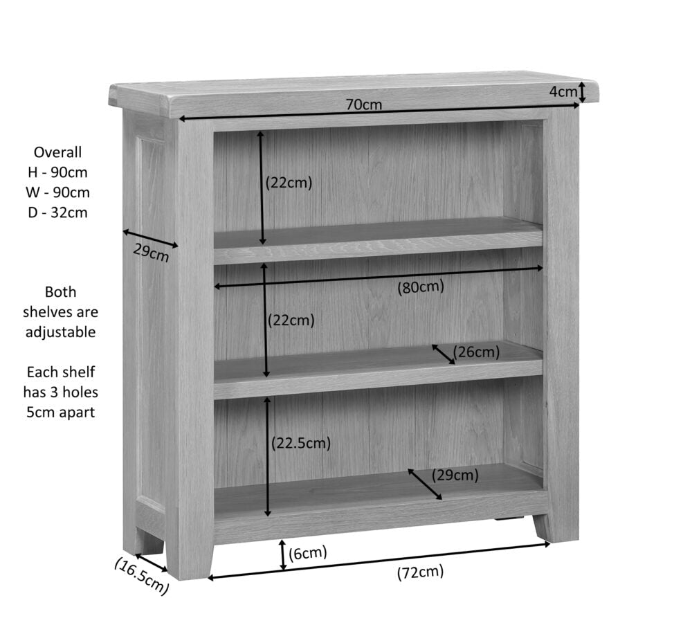 Warwick Oak Low Wide Bookcase
